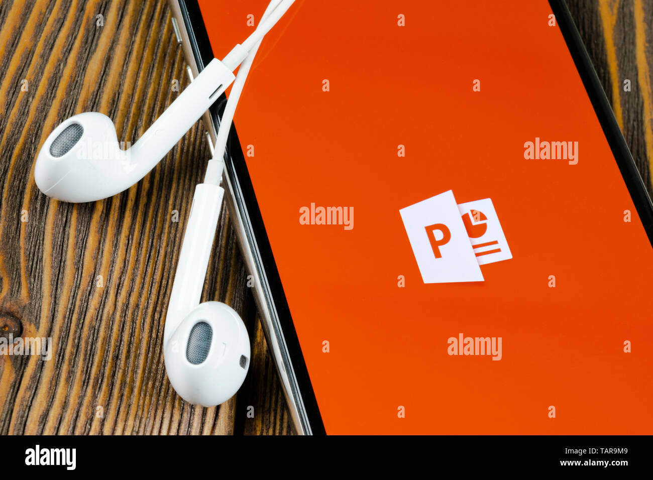 Helsinki, Finland, May 4, 2019: Microsoft office Powerpoint application ...