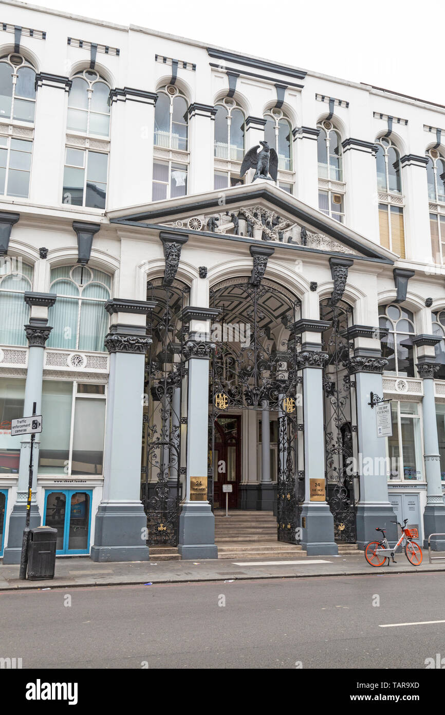 The Hop Exchange is a Grade II listed building at No. 24 Southwark Street, London, in the Bankside area of the London Borough of Southwark. Open 1867. Stock Photo