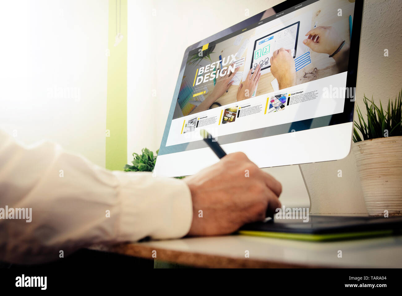 web developer designing a website. All screen graphics are made up ...