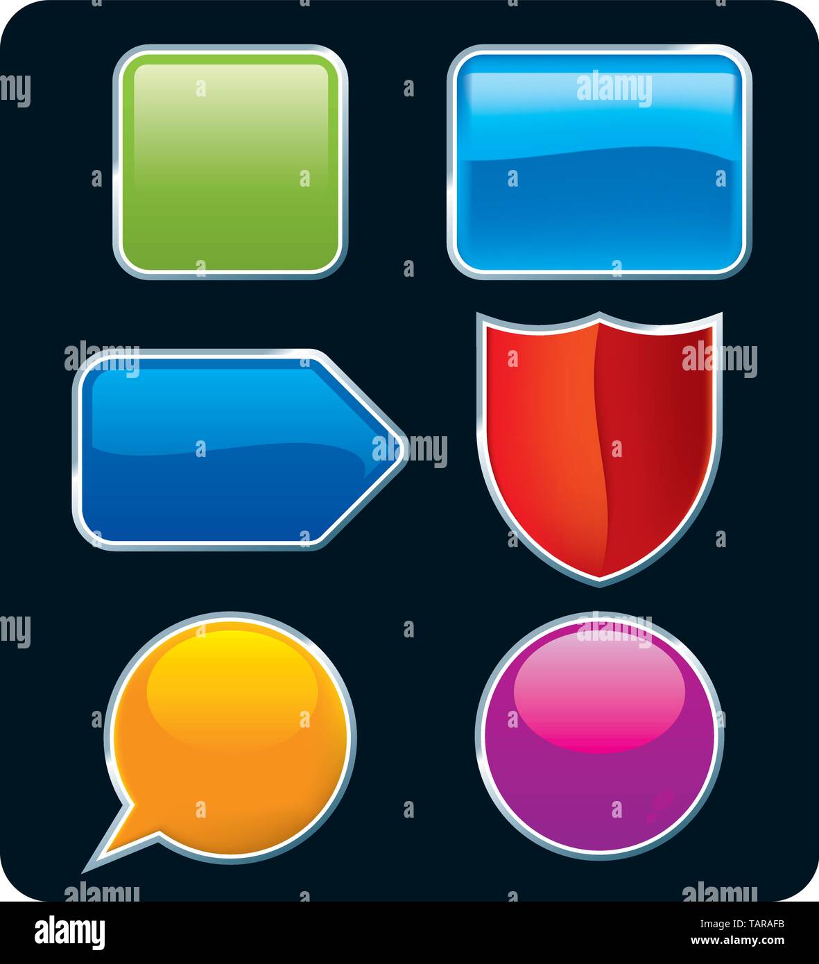 Vector illustration. Set of six glossy buttons in several colors Stock ...