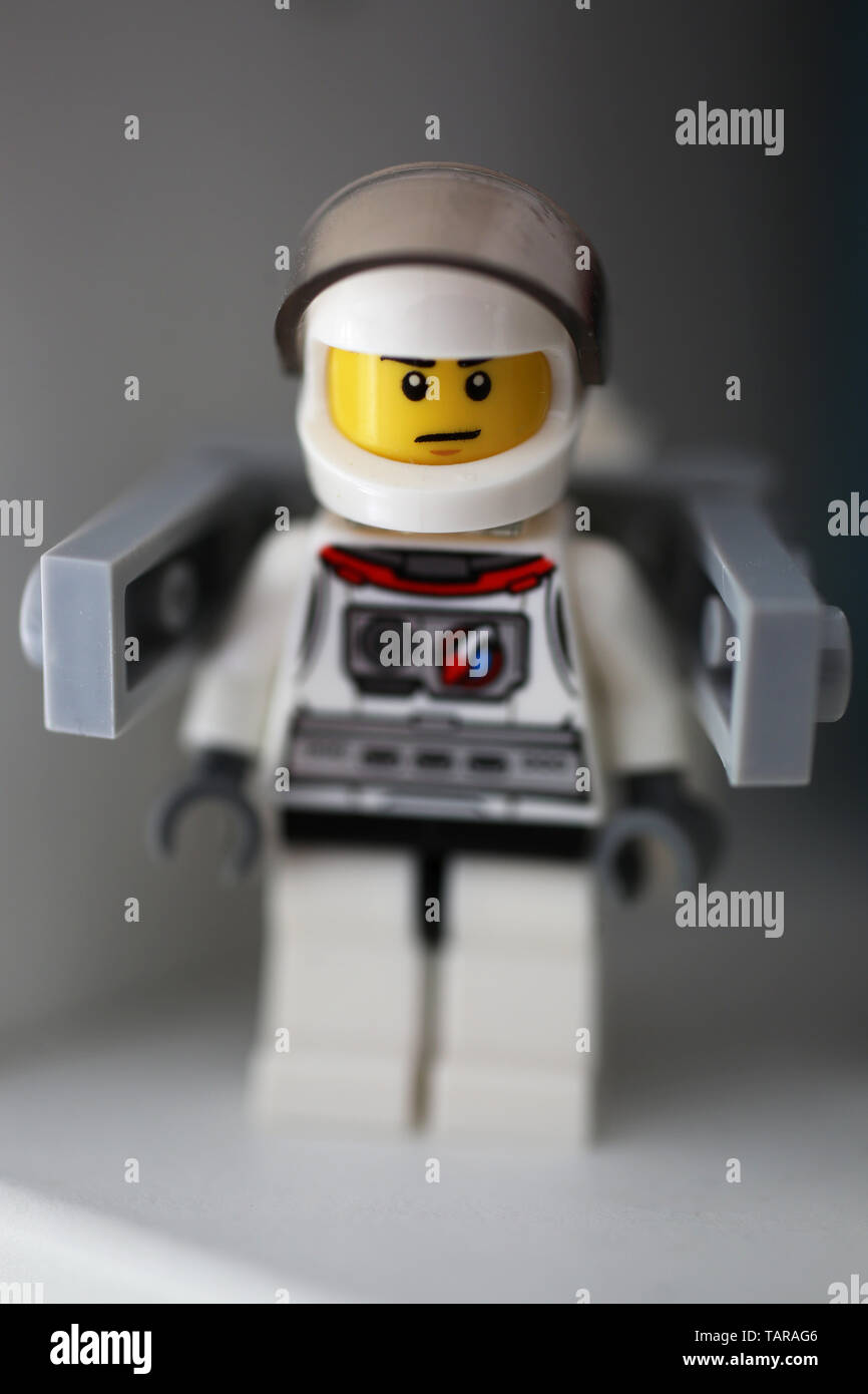 A Lego Astronaut toy figure pictured with space helmet and backpack in  London, UK Stock Photo - Alamy