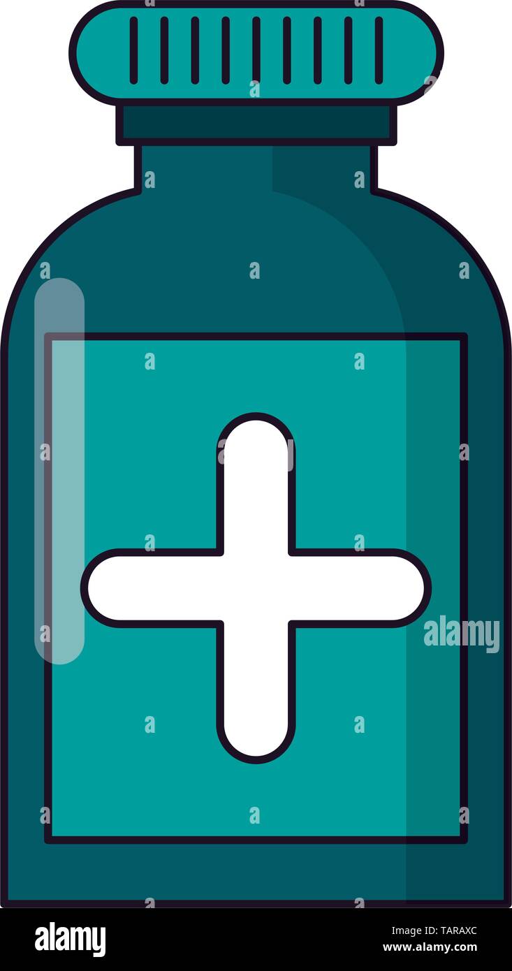Medicine bottle cartoon isolated vector illustration Stock Vector Image