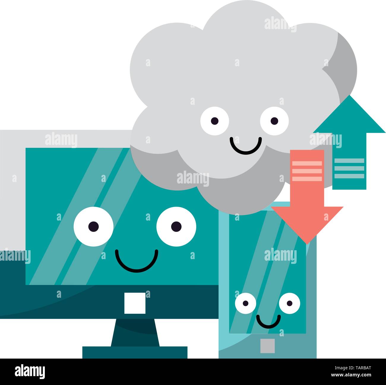 Comouter and smartphone with cloud computer vector illustration Stock Vector