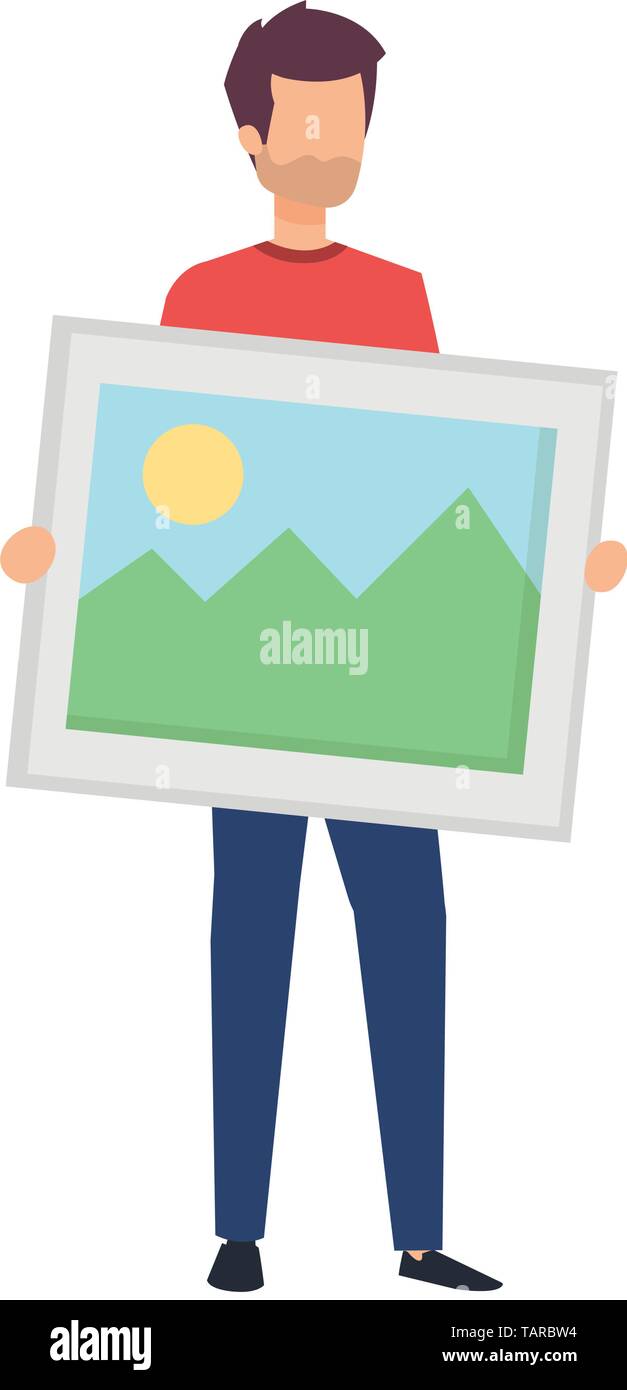 young man lifting picture vector illustration Stock Vector Image & Art ...
