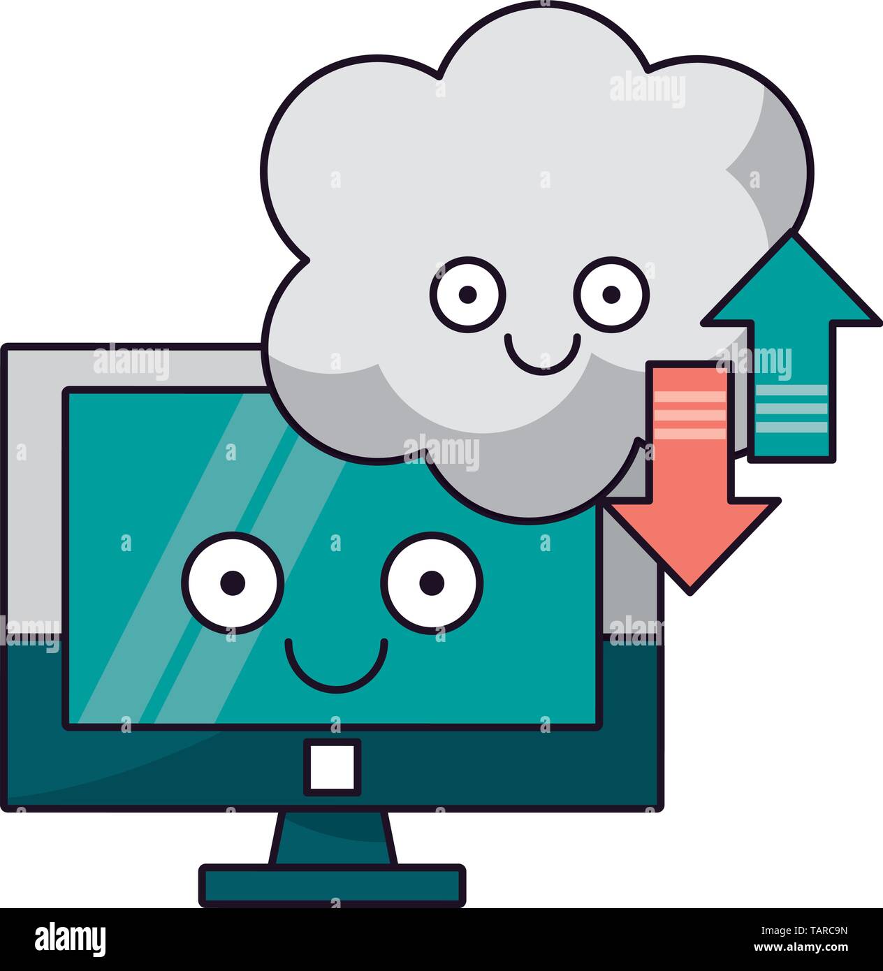 Computer and cloud computing technology vector illustration Stock ...