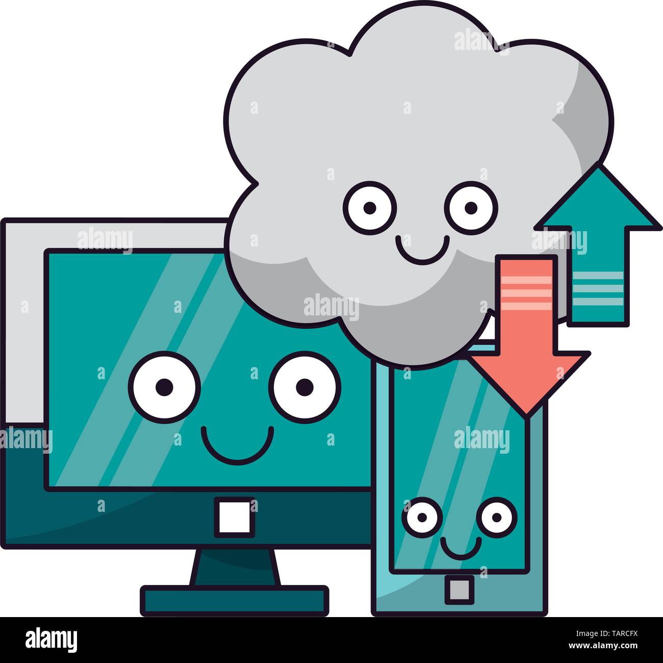 Comouter and smartphone with cloud computer vector illustration Stock ...