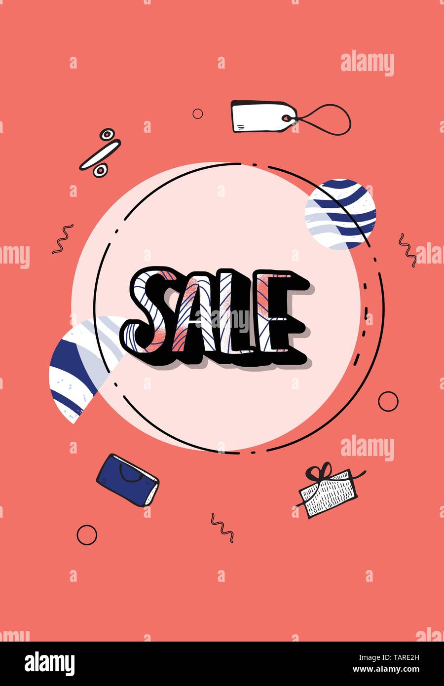 Promo Sales Lettering Sale banner template. Vector handwritten lettering with round badge and ...