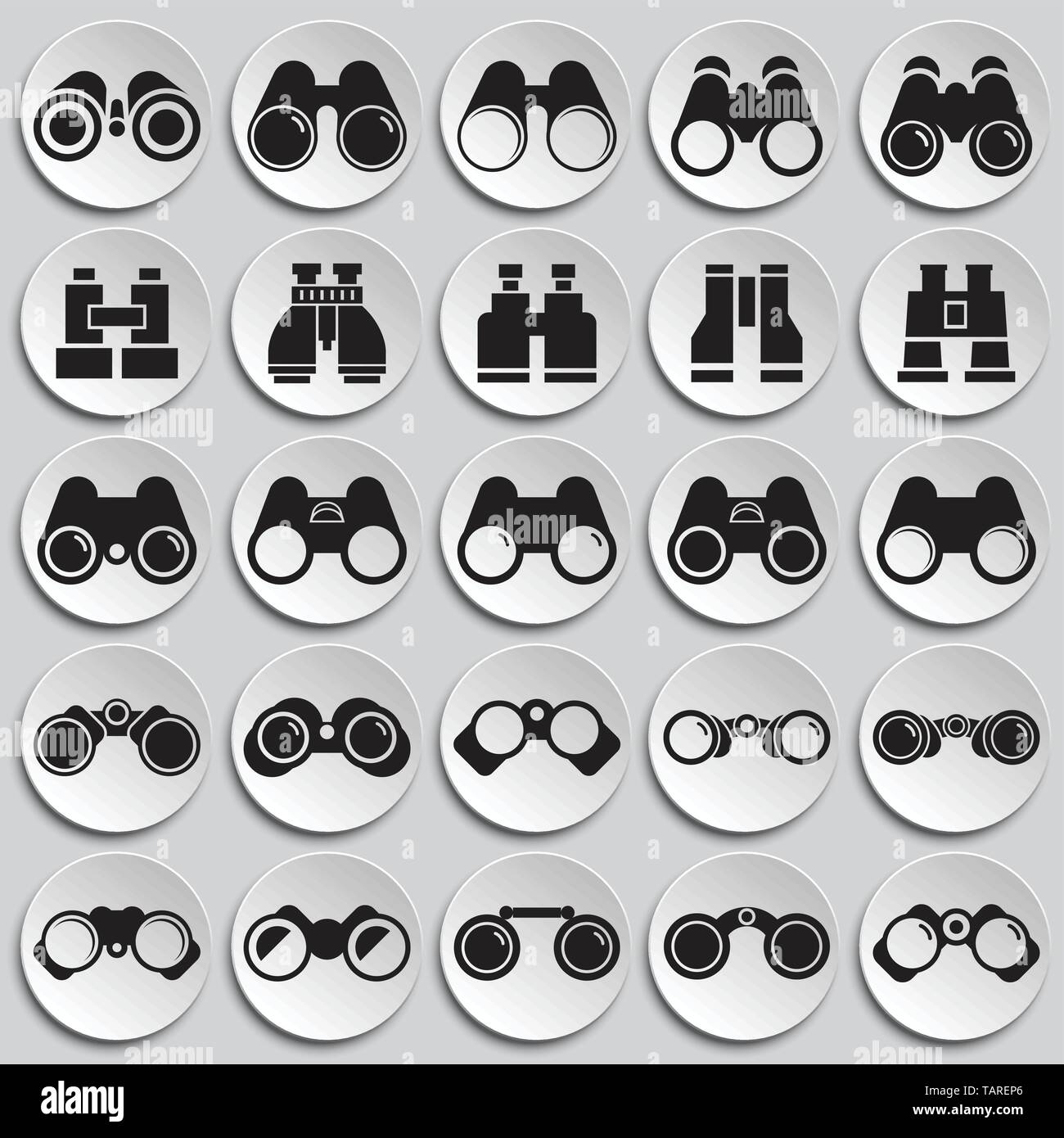 Binocular icons set on paltes background for graphic and web design ...