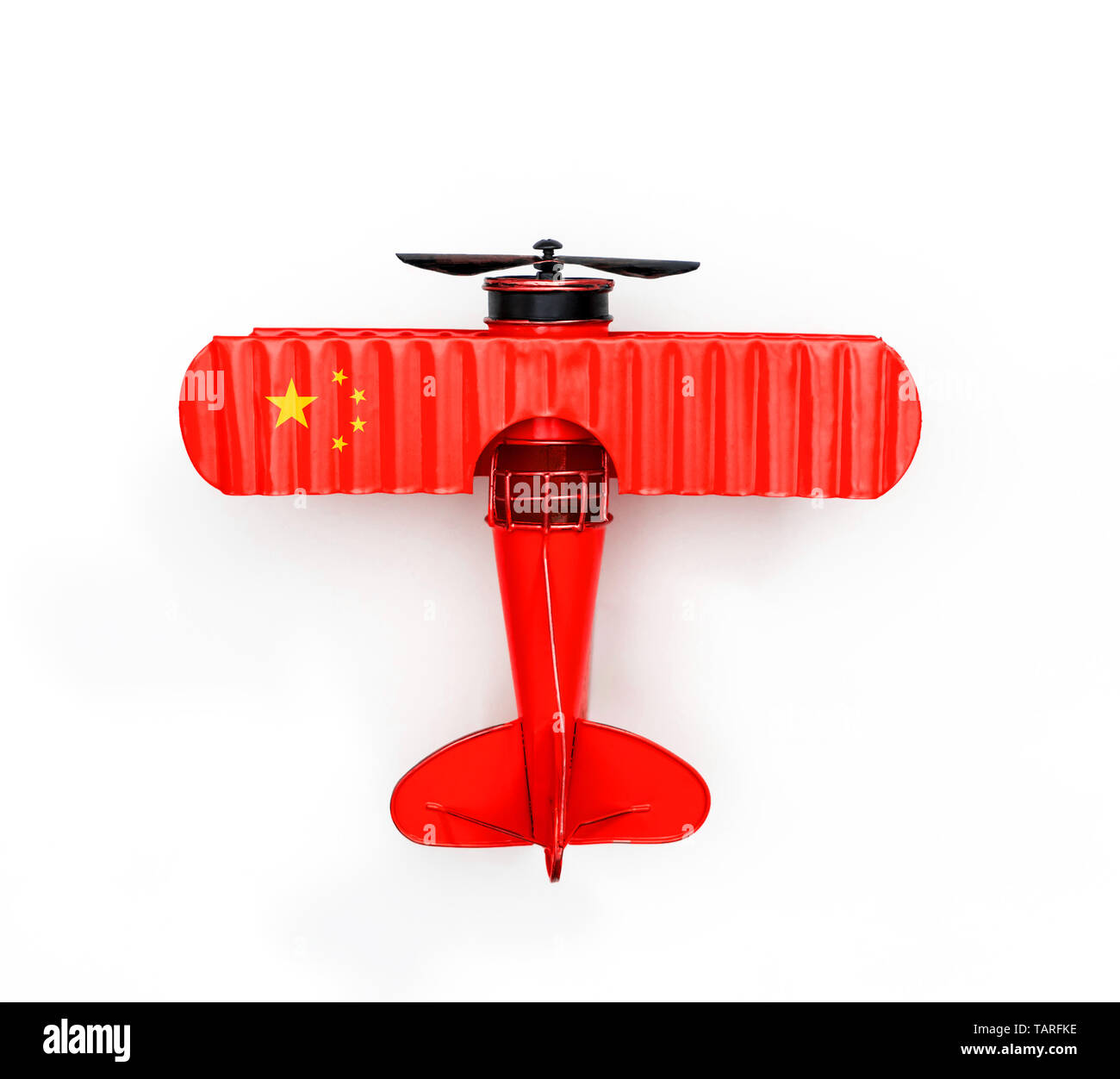 National Flag of China Metal toy plane isolated on white Stock Photo