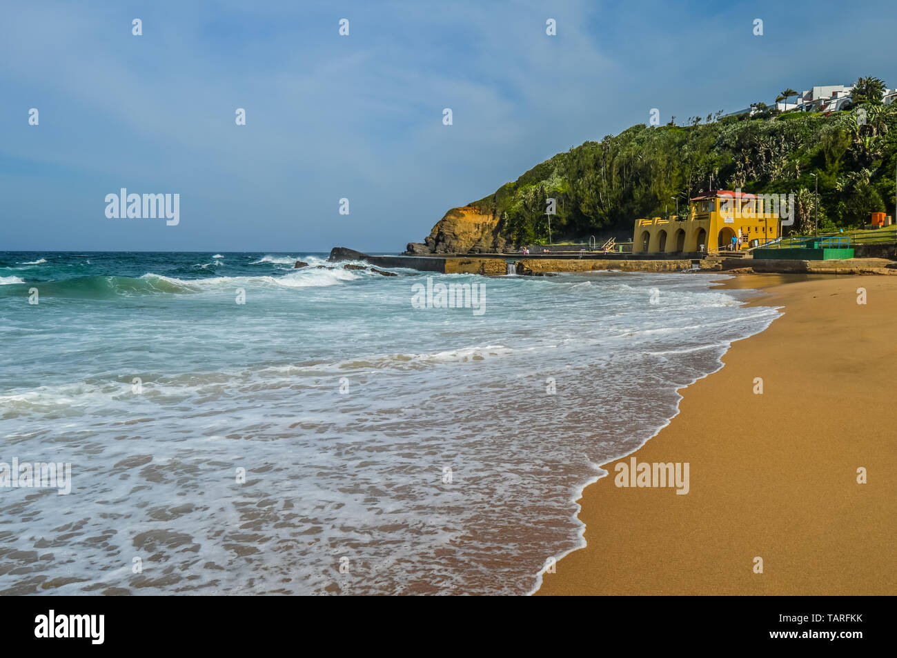 Thompsons bay beach, Picturesque sandy beach in a sheltered cove with a tidal pool in Shaka's Rock, Dolphin Coast Durban north KZN South Africa Stock Photo