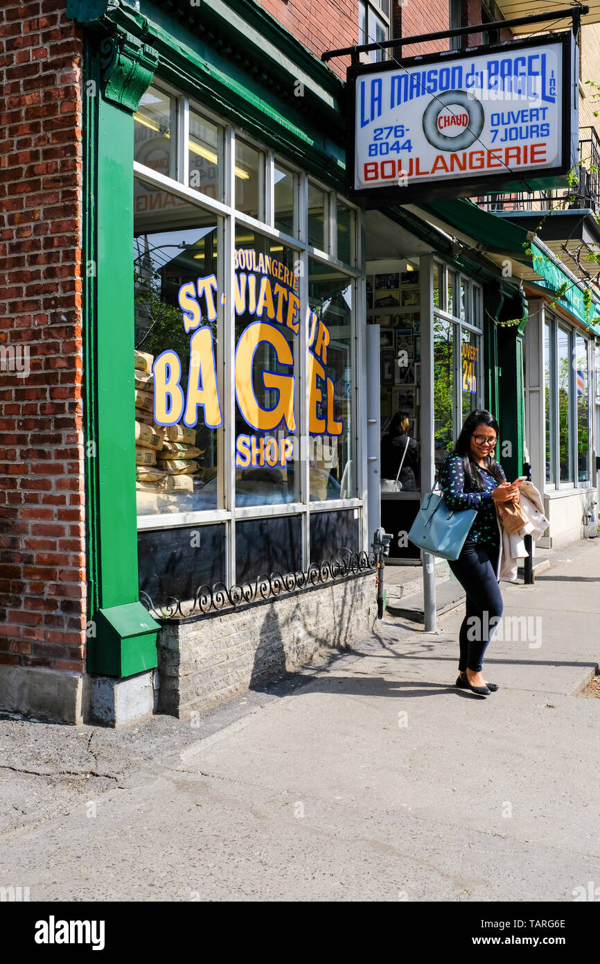 La Maison du Bagel, Famous Bagel shop, Saint Viateur street, Mile End, Montreal Stock Photo