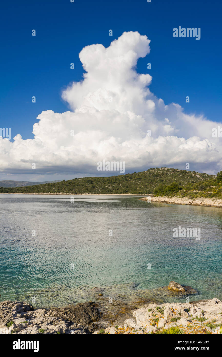 Razanj Croatia Europe. Nature and landscape photo of coastline at Adriatic Sea in Dalmatia. Beautiful outdoors on sunny spring day. Stock Photo
