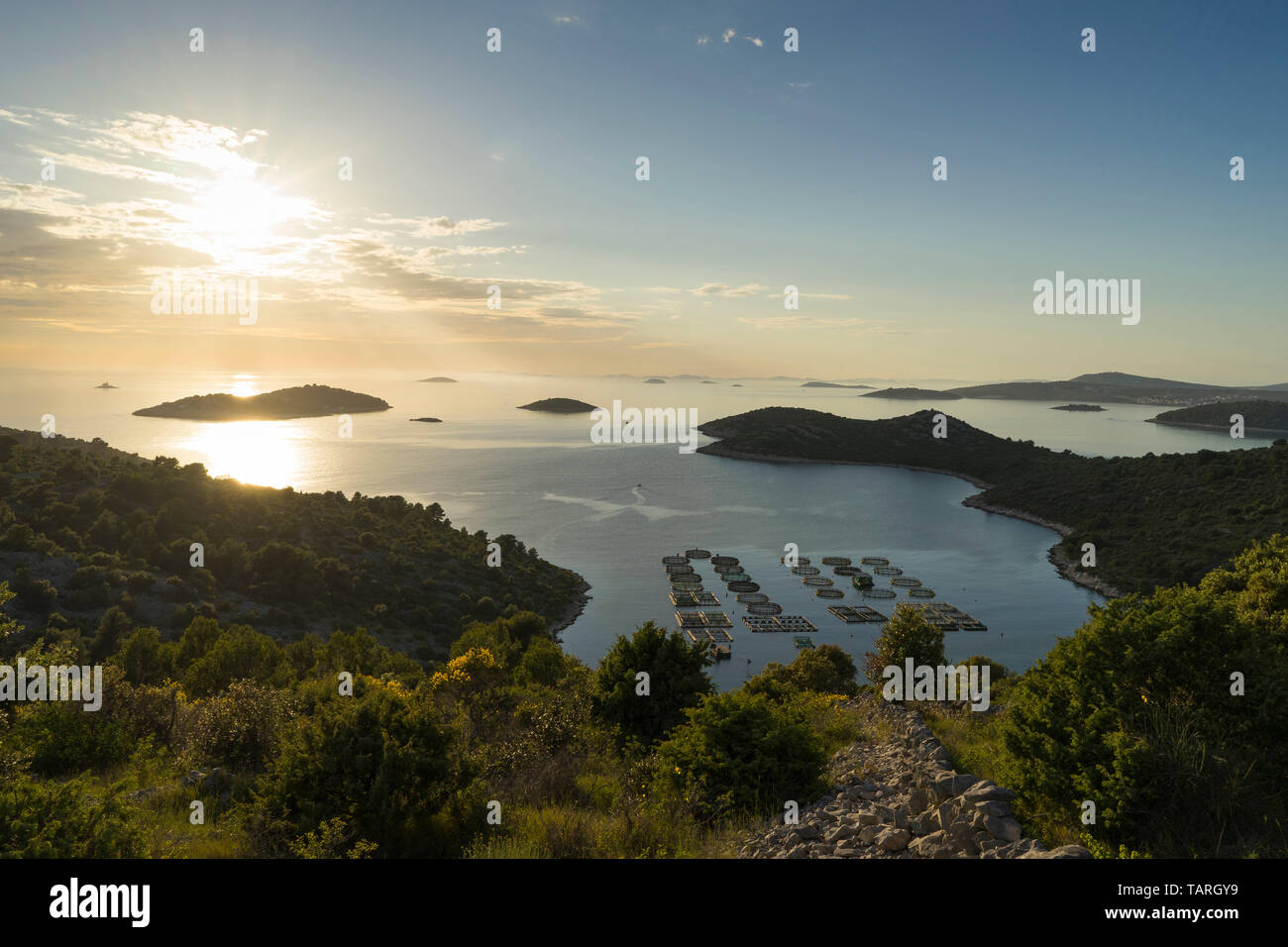 Razanj Croatia Europe. Nature and landscape photo of coastline at Adriatic Sea in Dalmatia. Beautiful outdoors on sunny spring day. Stock Photo