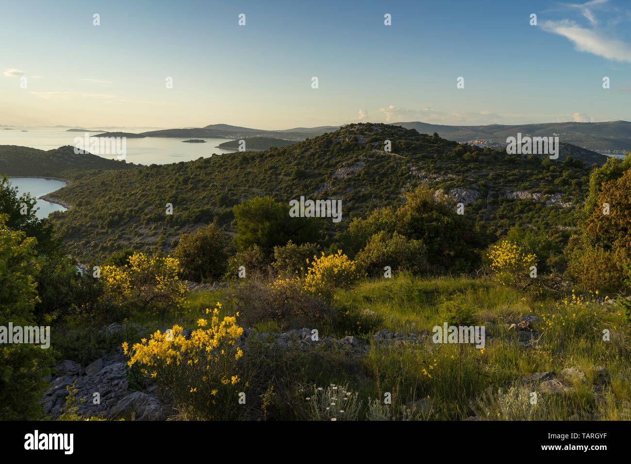 Razanj Croatia Europe. Nature and landscape photo of coastline at Adriatic Sea in Dalmatia. Beautiful outdoors on sunny spring day. Stock Photo