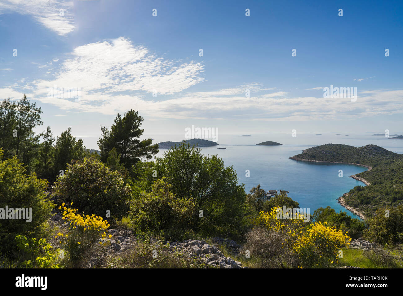 Razanj Croatia Europe. Nature and landscape photo of coastline at Adriatic Sea in Dalmatia. Beautiful outdoors on sunny spring day. Stock Photo