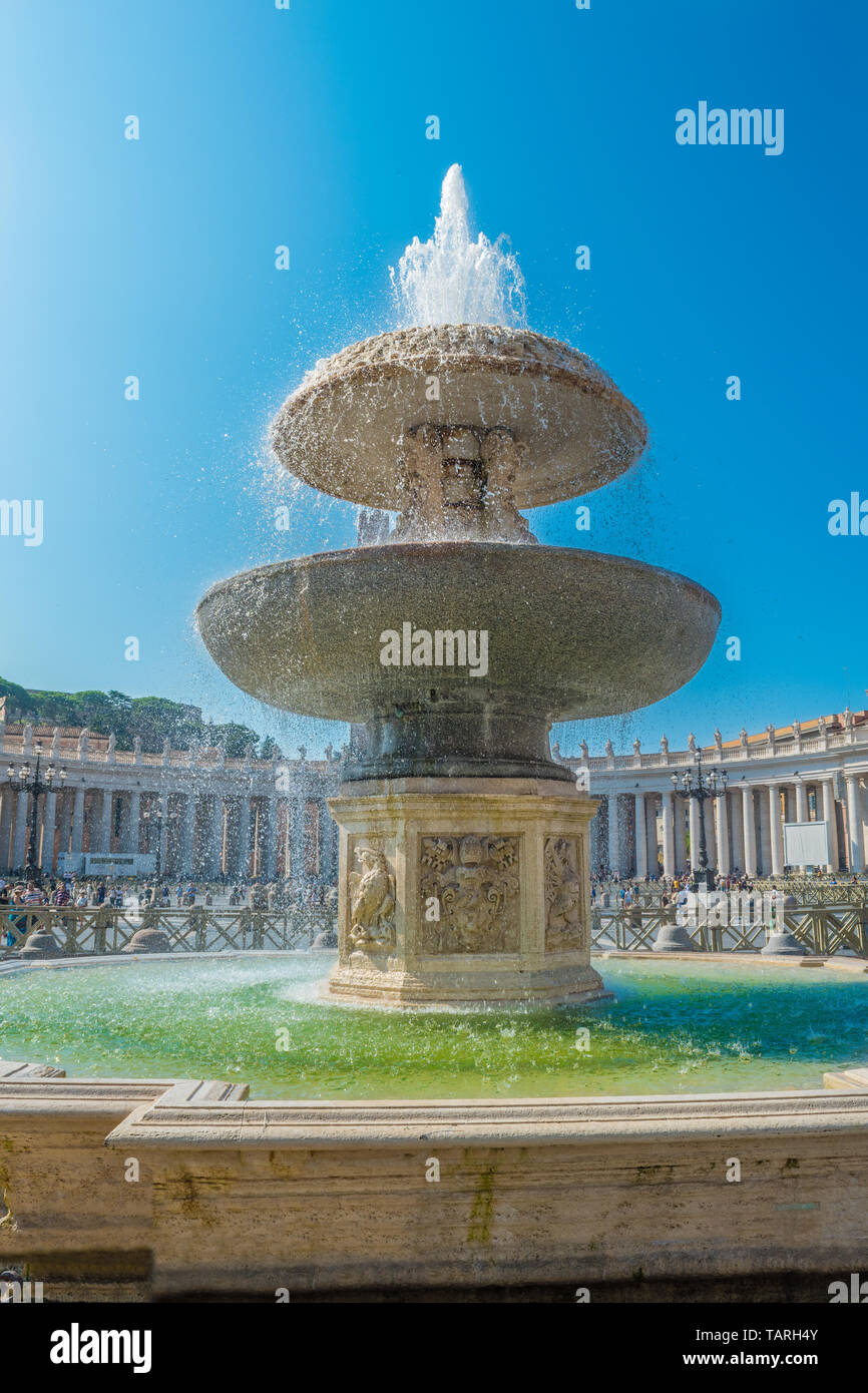 Bernini's Fountain in St. Peter's Square in the Vatican Stock Photo