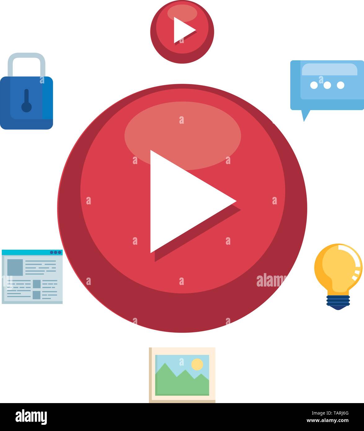 media player button and social marketing Stock Vector