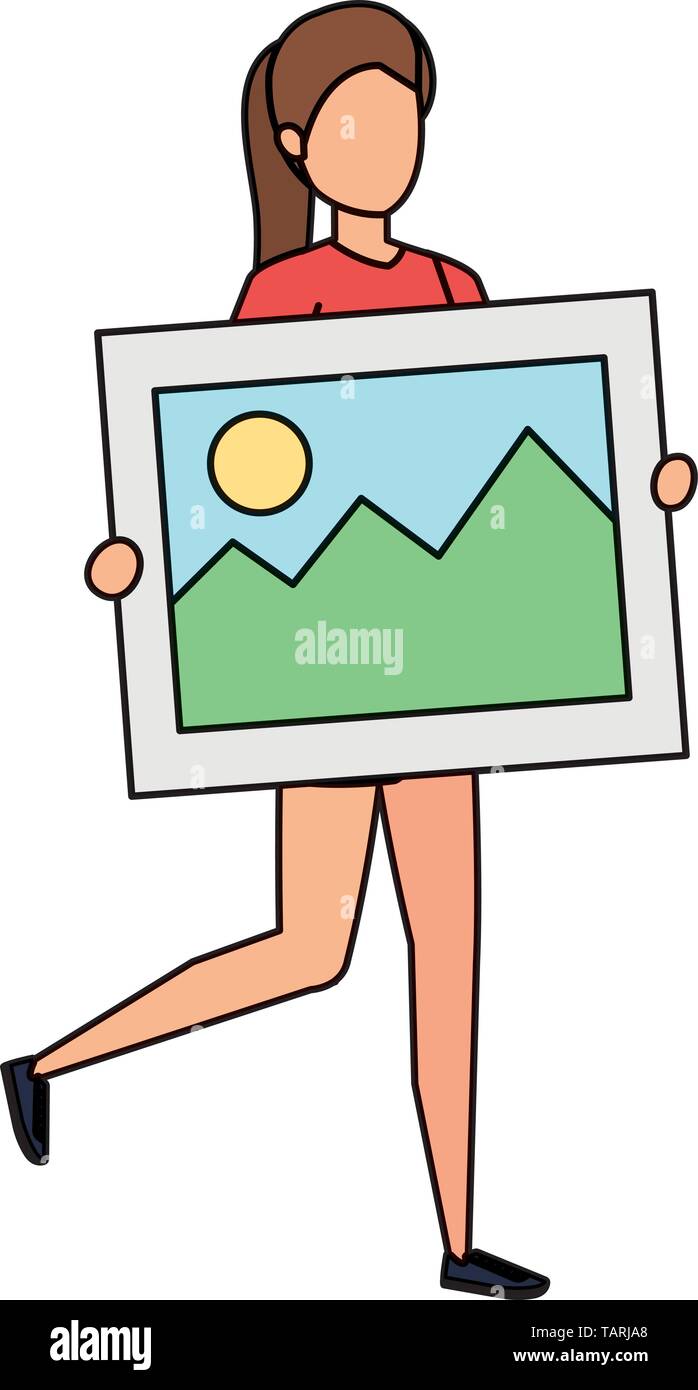 young woman lifting picture avatar character Stock Vector Image & Art ...