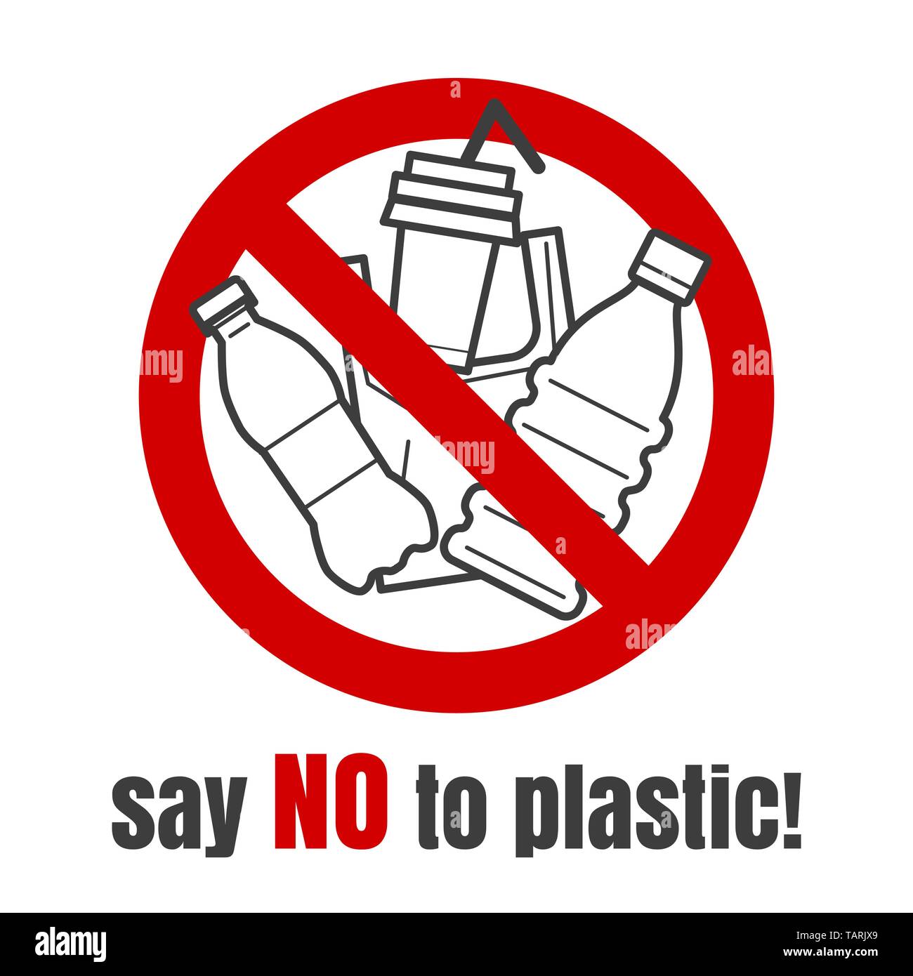 No Plastic Sign Say No Plastic Bags And Bottles Emblem Stop Plastics Waste Pollution Vector Icon Saving Nature Symbol Design On White Stock Vector Image Art Alamy