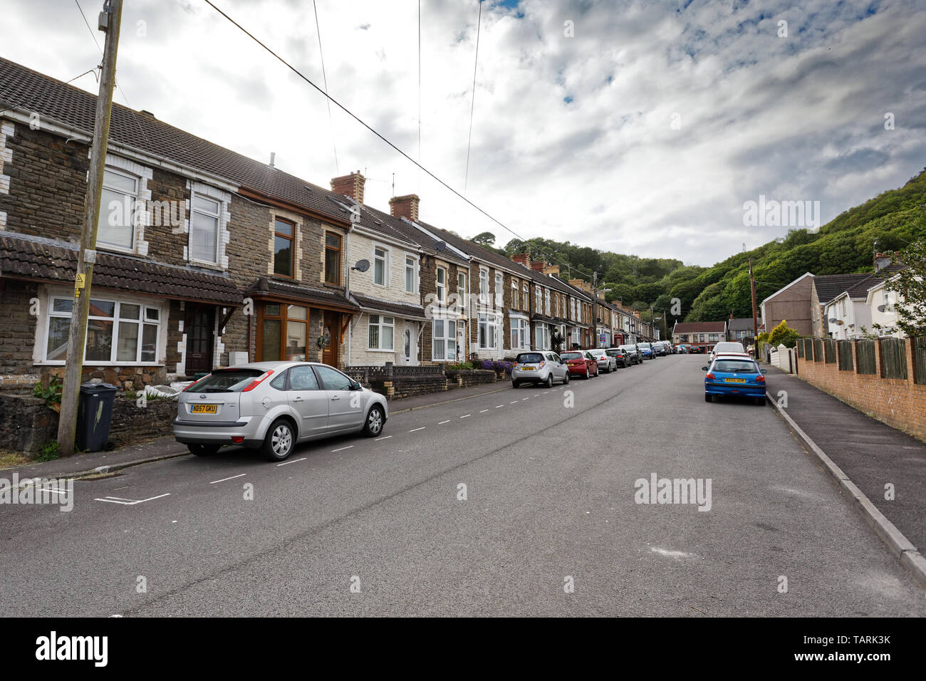 Terraced houses in Heol yr Ysgol, Jersey Marine village in the county