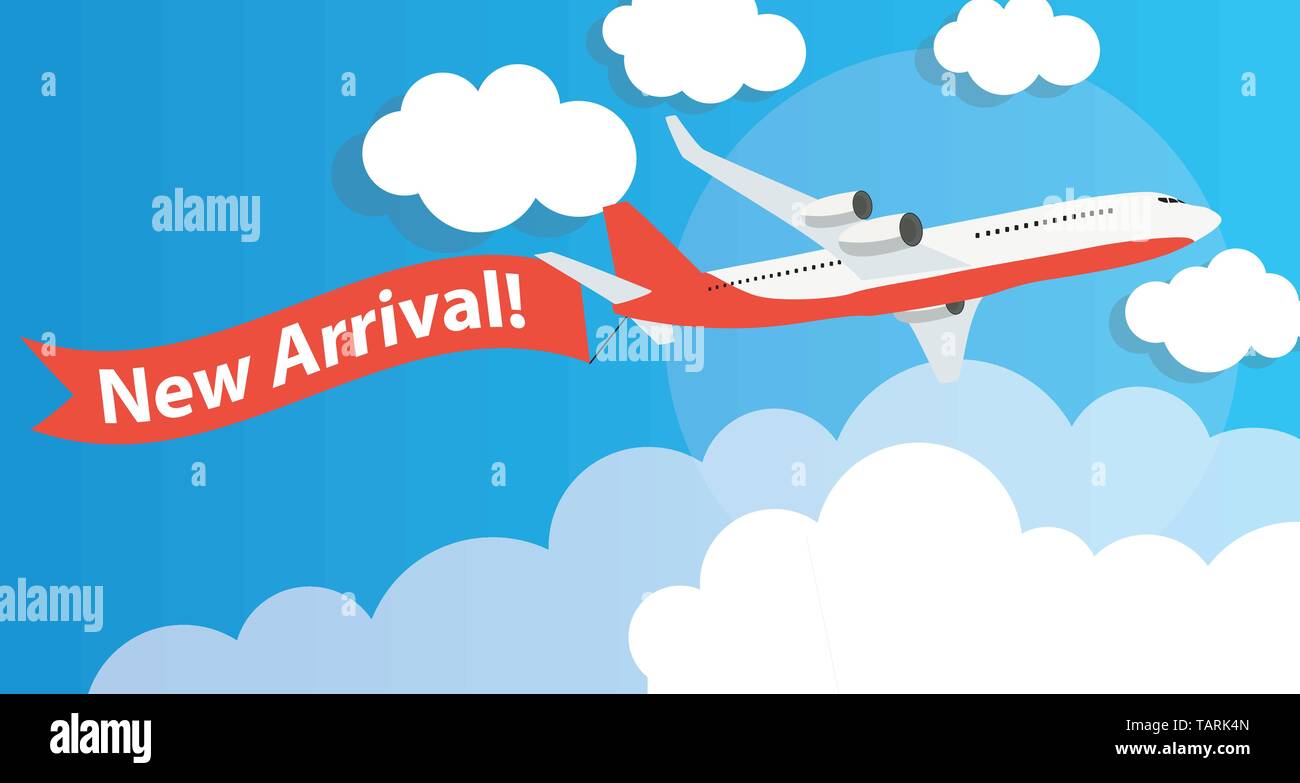New Arrival Template Background with Airplane. Vector Illustration EPS10 Stock Vector