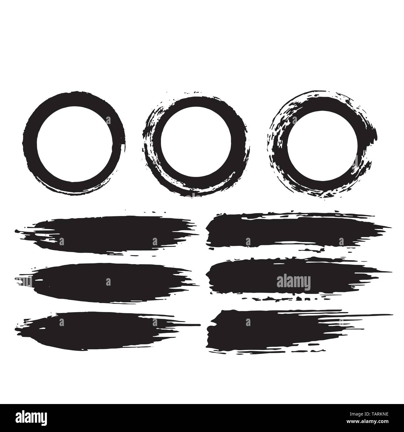 Set of black brush strokes Isolated on white background Stock Vector ...