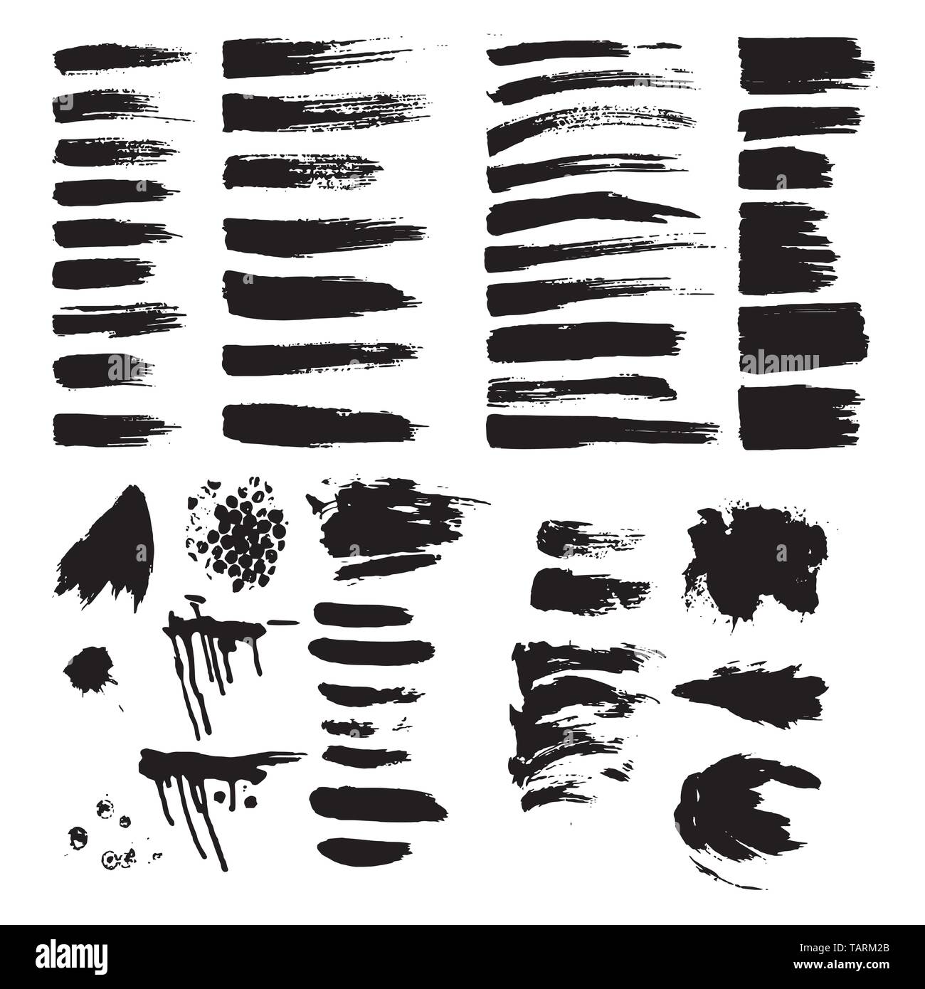 Set of black brush strokes Isolated on white background Stock Vector ...