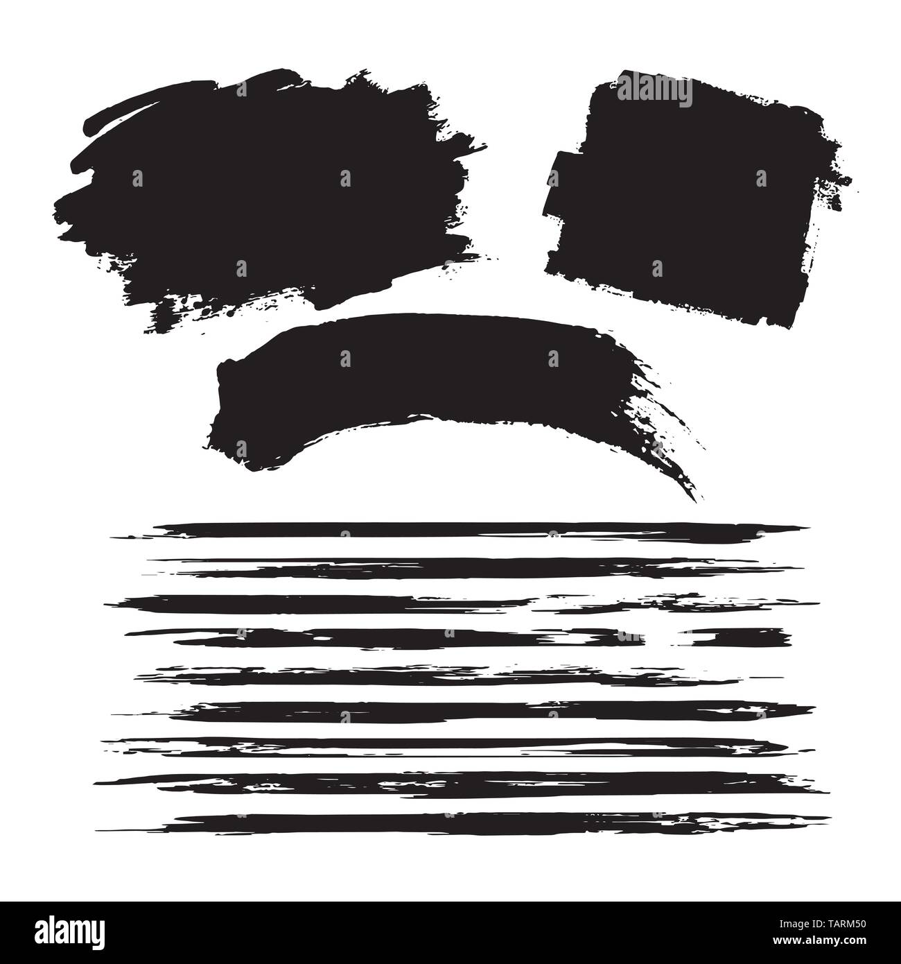 Set of black brush strokes Isolated on white background Stock Vector ...
