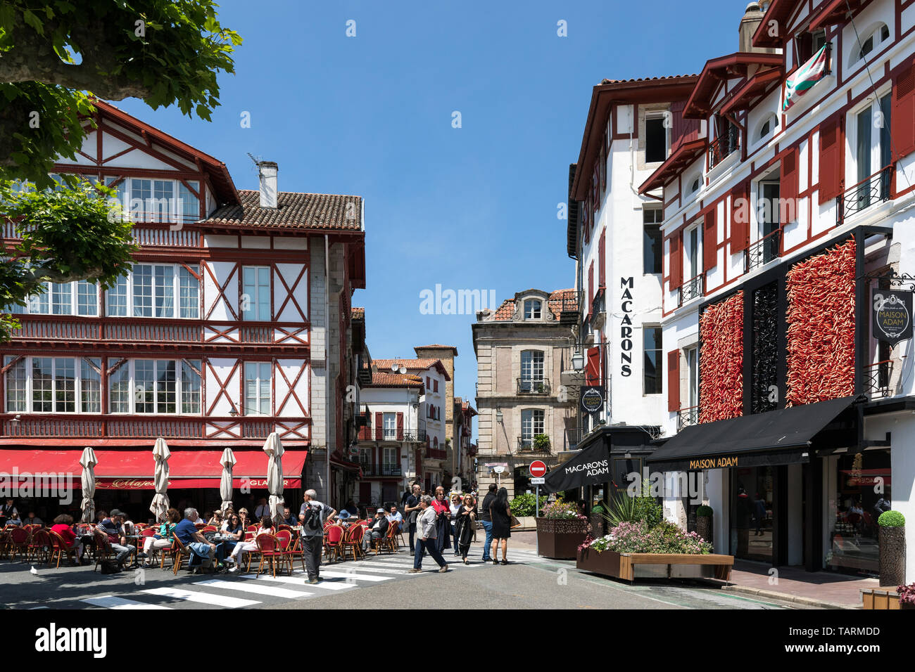 A town centre street in Saint-Jean-de-Luz, Basque Country, France Stock Photo