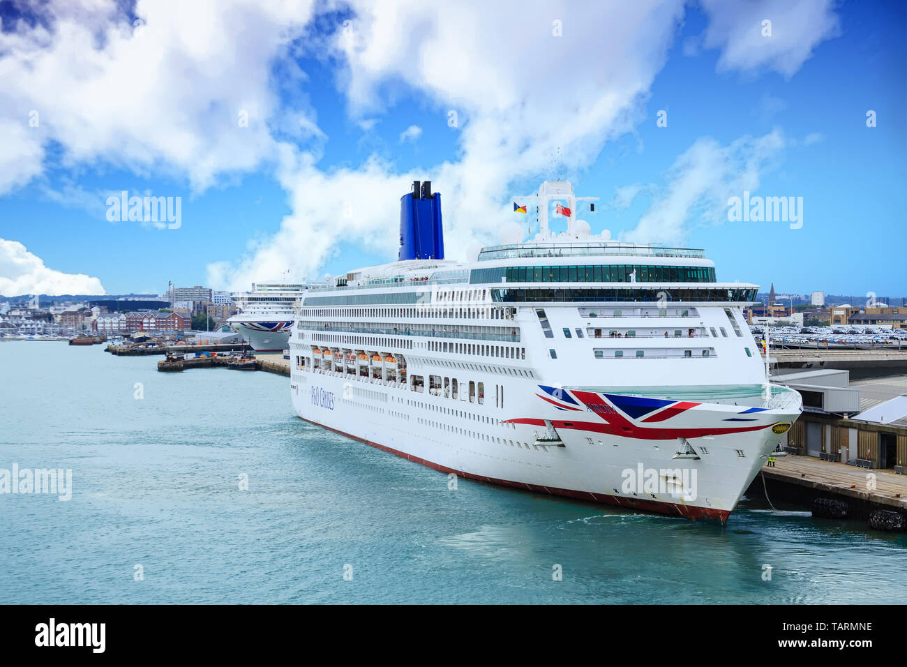 SOUTHAMPTON, ENGLAND - September 18, 2016:  P and O Cruises is a British cruise line based at Carnival House in Southampton, England, operated by Carn Stock Photo