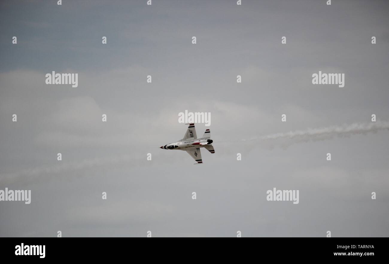 U.S. Air force Thunderbirds performing at the 2019 air expo at JBA in Maryland. Stock Photo