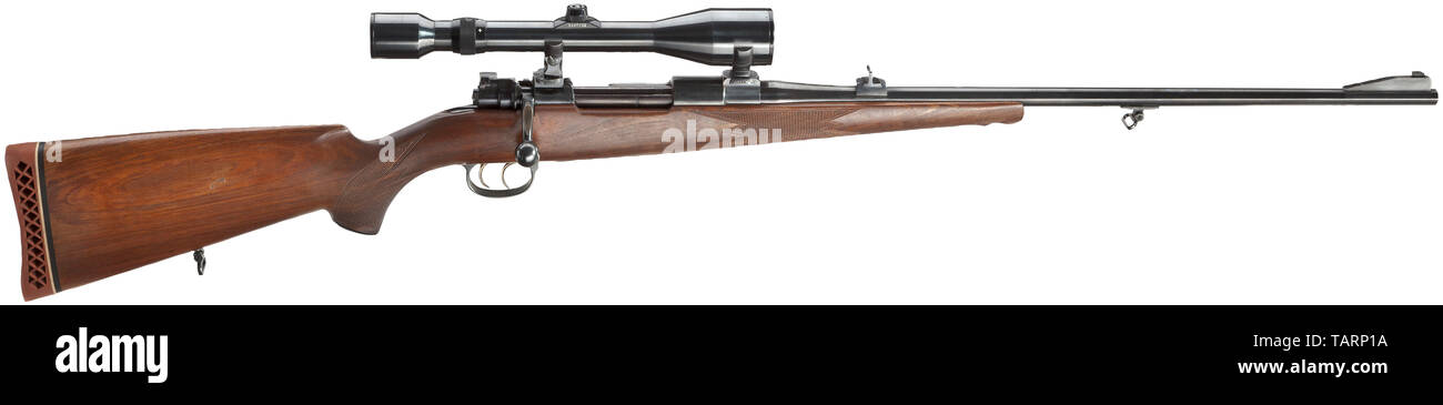 LONG ARMS, MODERN HUNTING WEAPONS, repeating rifle System Mauser 98, with scope, calibre 30-06 Spr, number 12340, Additional-Rights-Clearance-Info-Not-Available Stock Photo