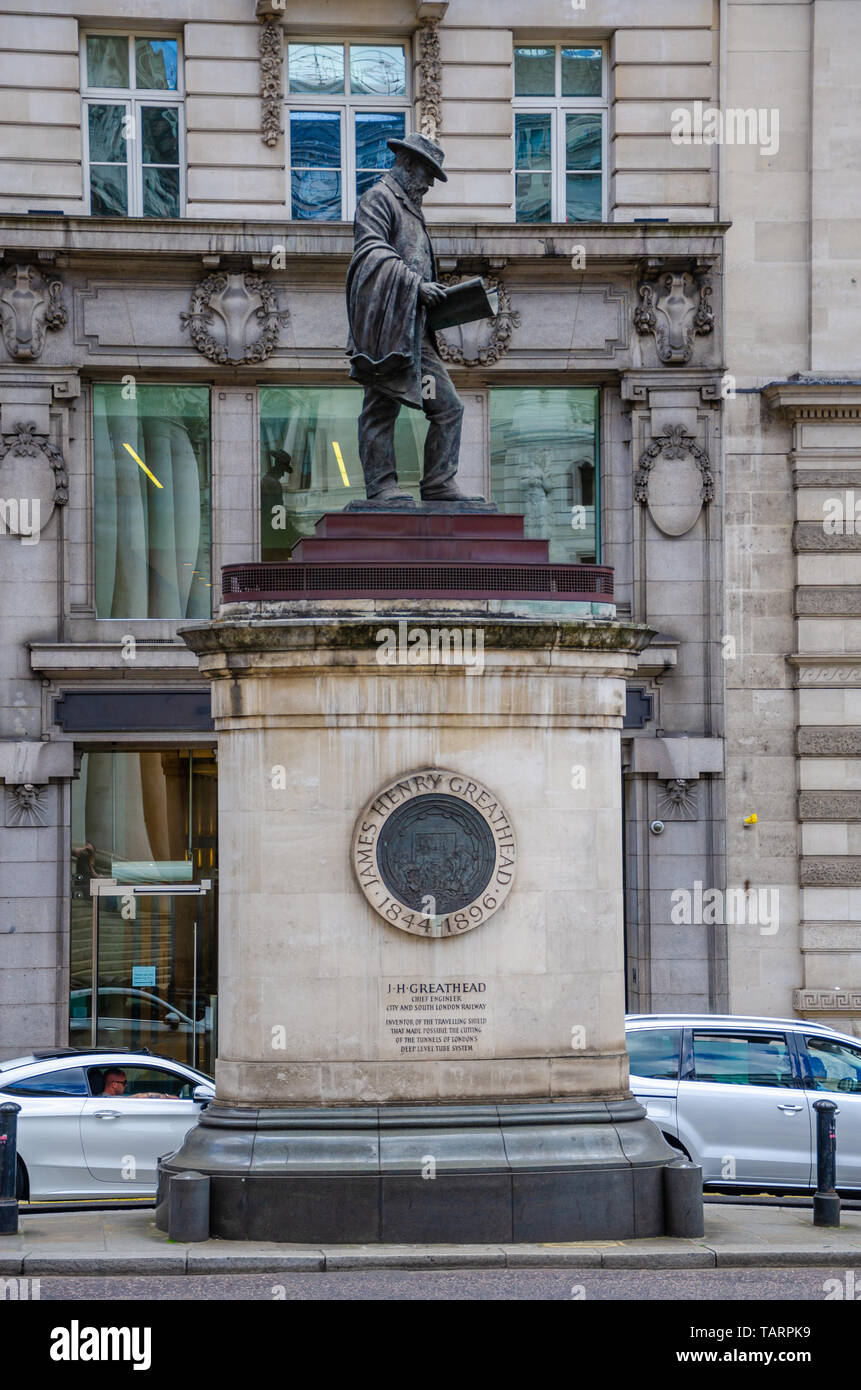 A statue of South African civil engineer James Henry Greathead designed