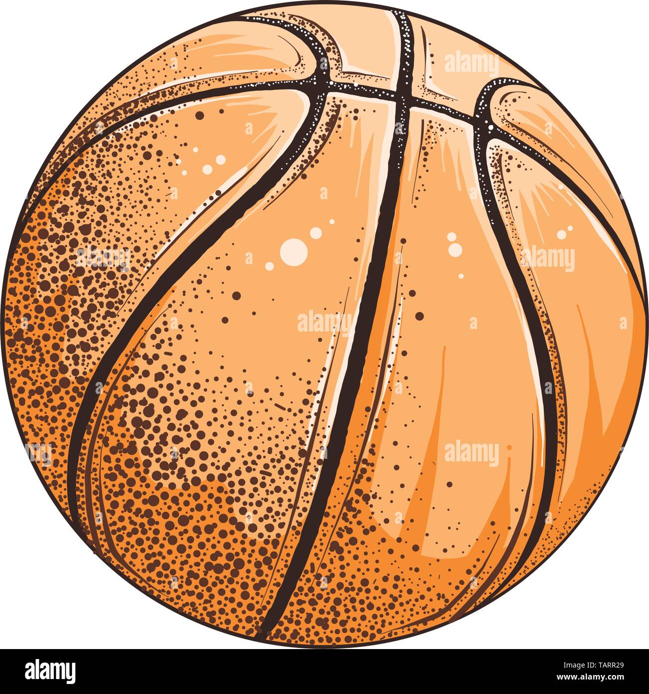 Vector drawing of basketball ball in color, isolated on white background.  Graphic illustration, hand drawing. Drawing for posters, decoration and  Stock Vector Image & Art - Alamy