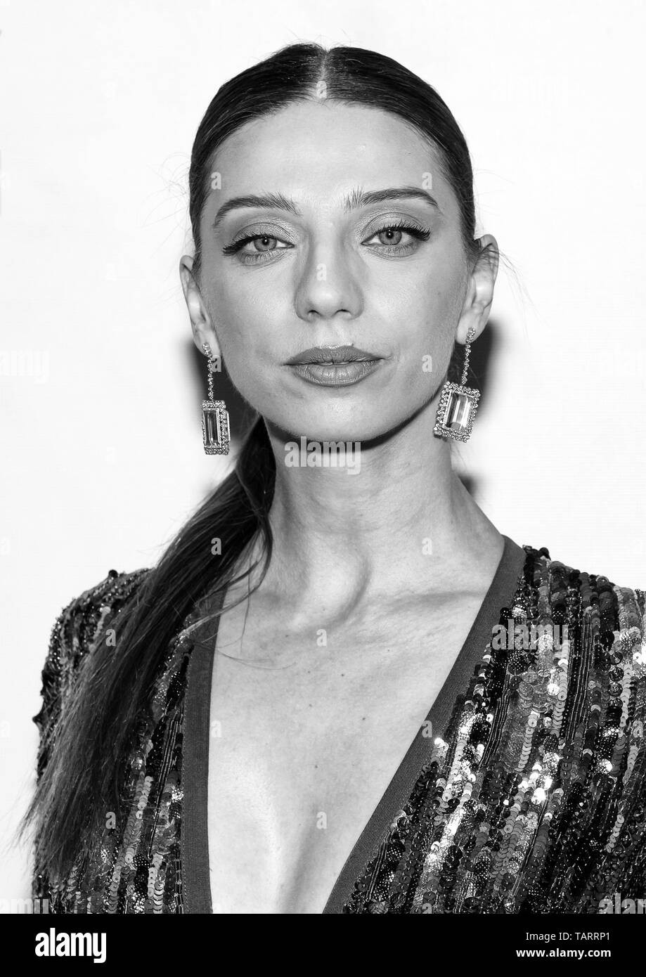 New York, NY - May 02, 2019: Angela Sarafyan wearing dress by Elie Saab attends premiere of Extremely Wicked, Shockingly Evil and Vile movie during Tr Stock Photo
