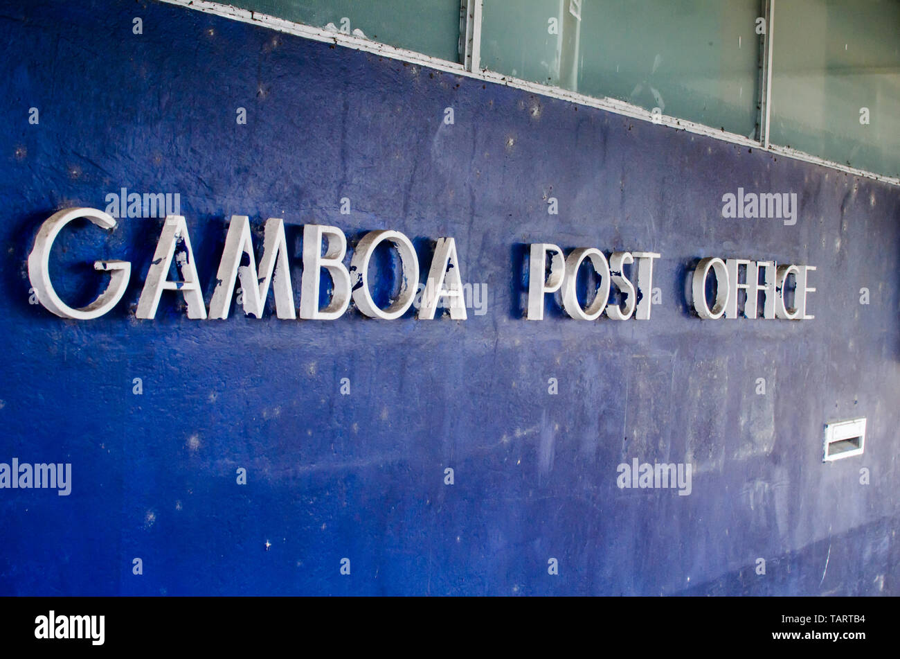 Details of the all Gamboa Post Office Building in Gamboa, a little town in the Panama Canal shores Stock Photo