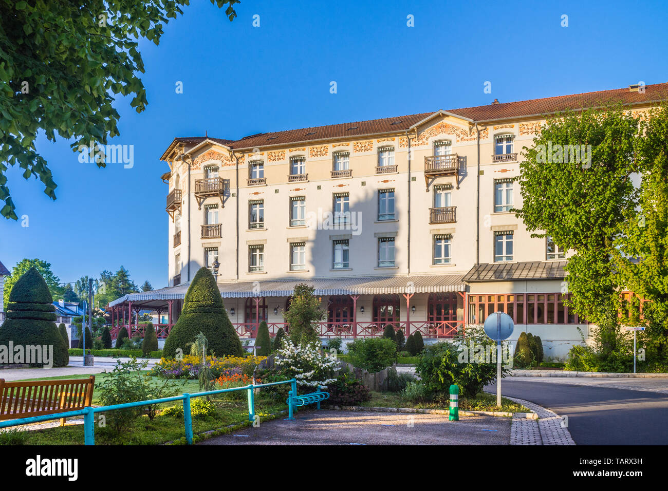 Hotel In Main Square La Roche Posay Vienne France Stock - 