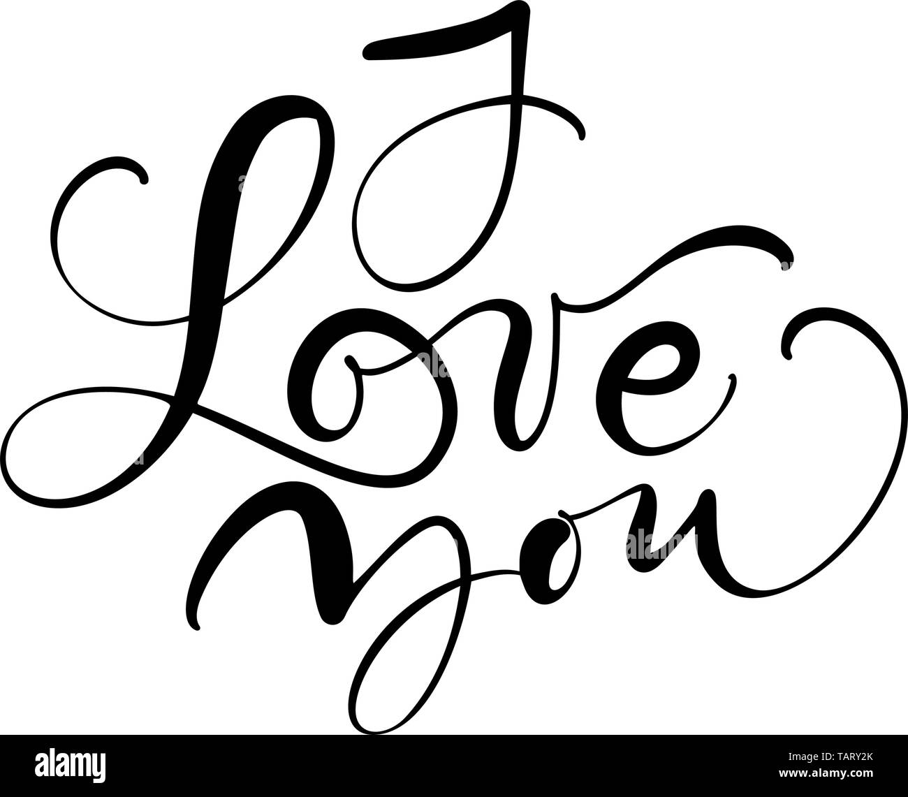I love you vector calligraphy text. Hand drawn Valentines day romantic ...