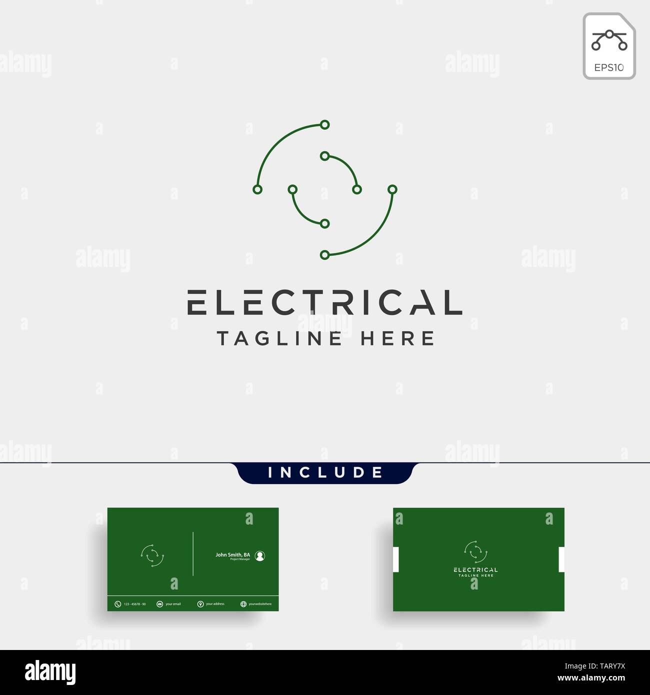 connect or electrical o logo design vector icon element isolated with business card include Stock Vector