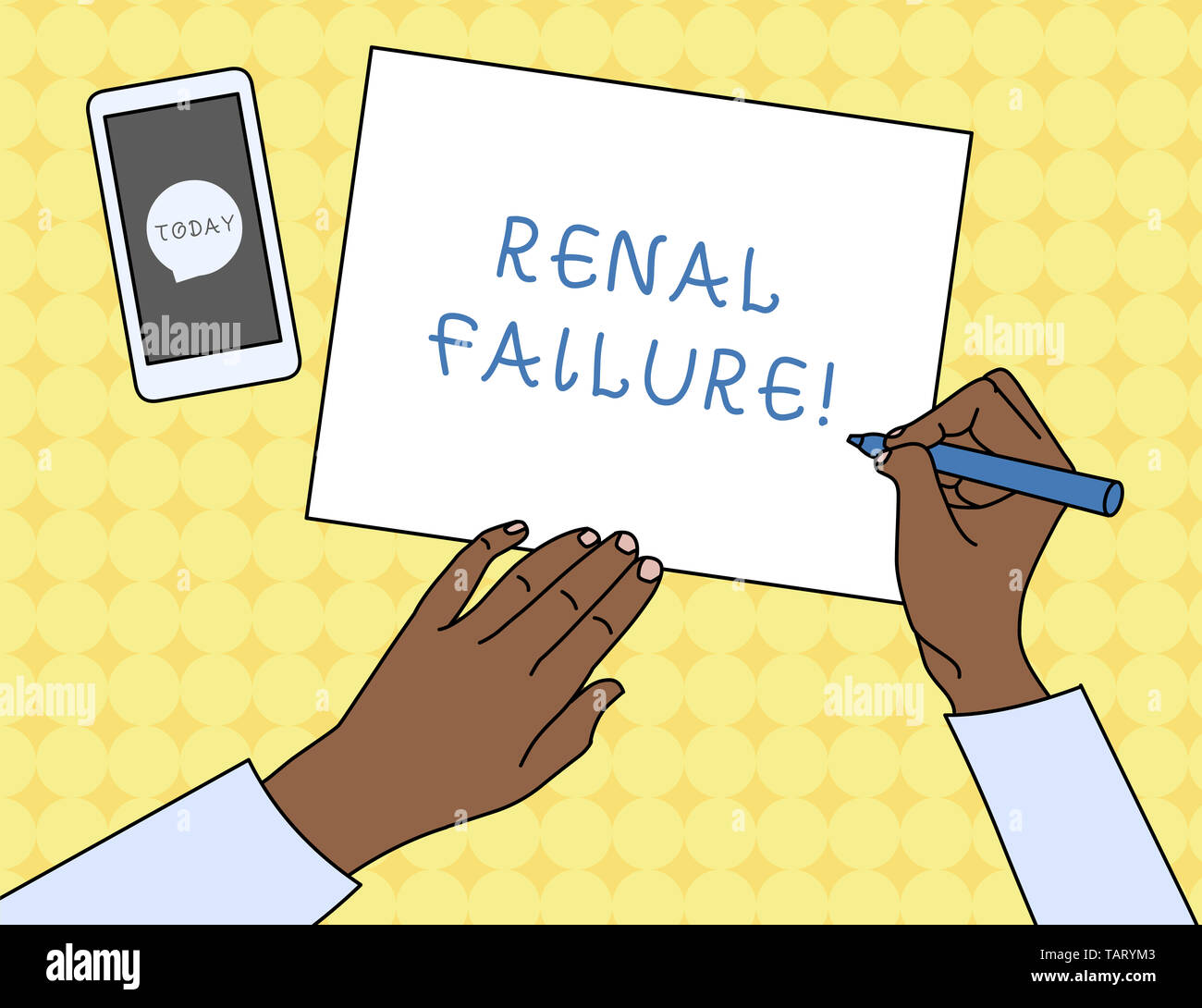 Writing note showing Renal Failure. Business concept for medical