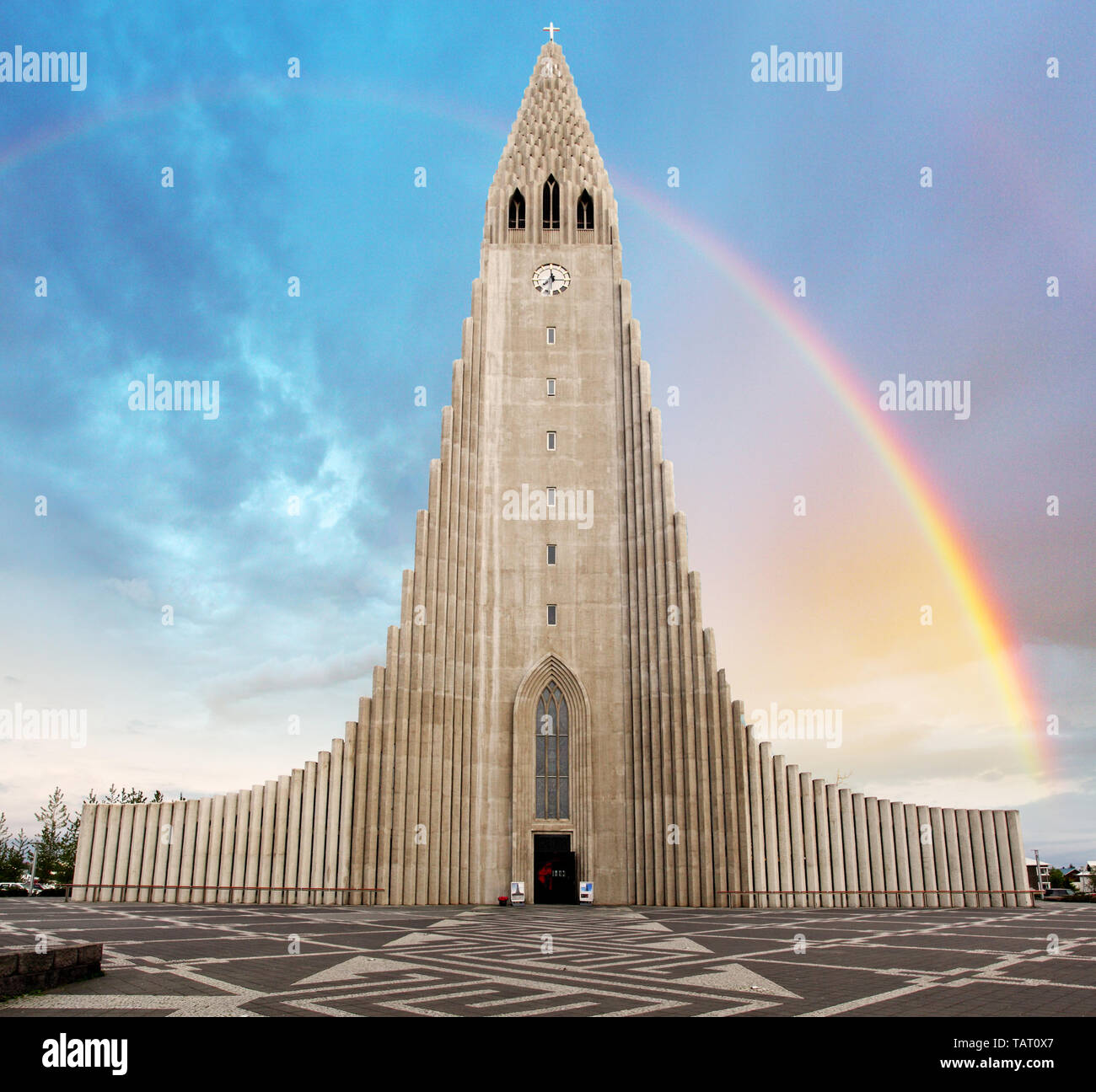 Hallgrimskirkja cathedral in reykjavik iceland Stock Photo