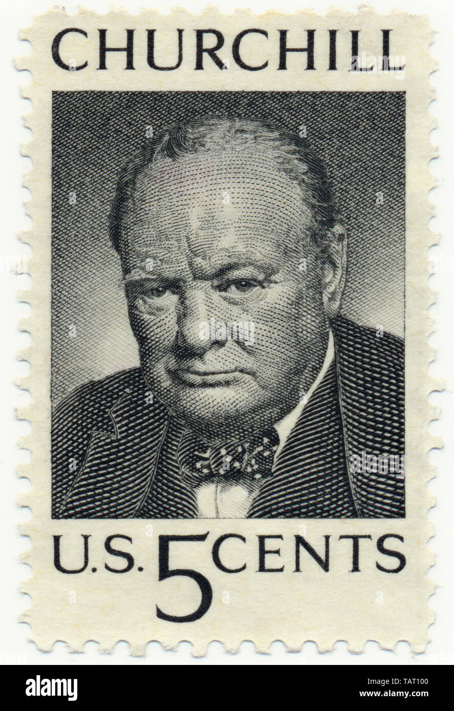 Historic postage stamps, Historische Briefmarken, 5 cent, 1965, zum Tod von Winston Churchill, USA Stock Photo