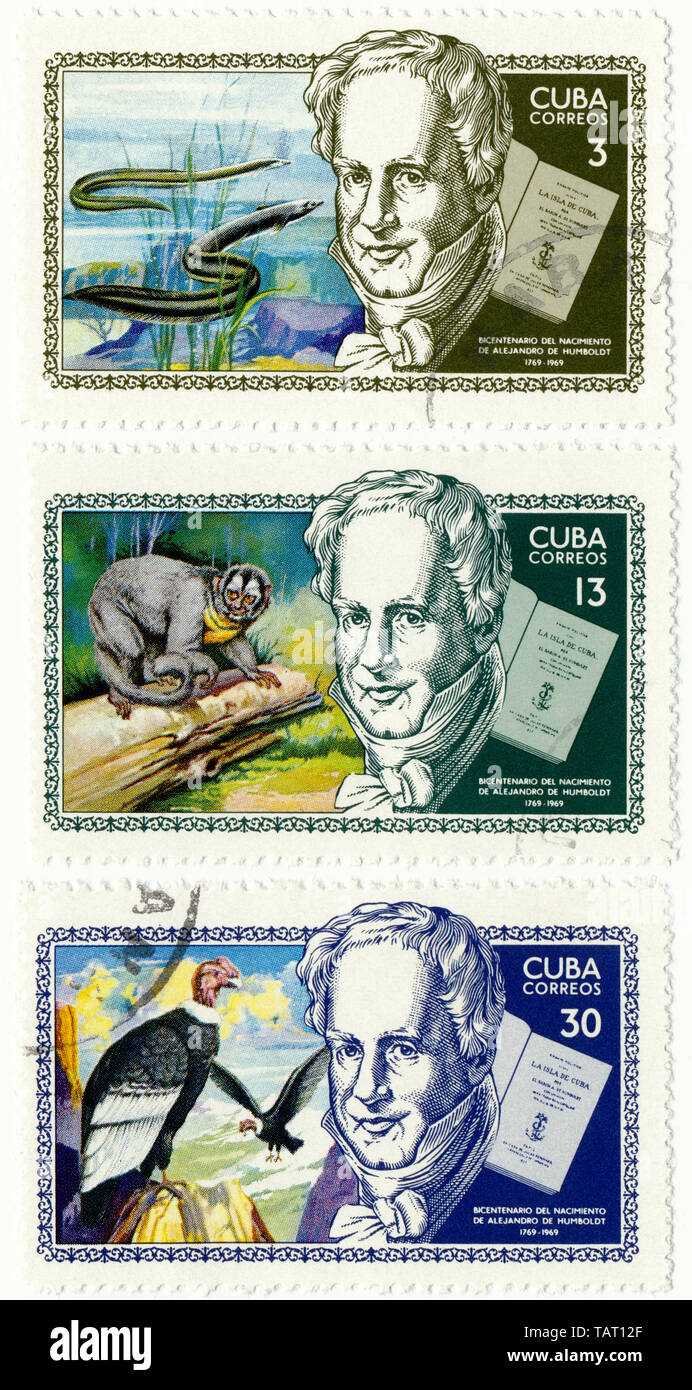 Historic postage stamps from Cuba, Historische Briefmarken, Andenken an Alexander von Humboldt, 1969,  Kuba Stock Photo