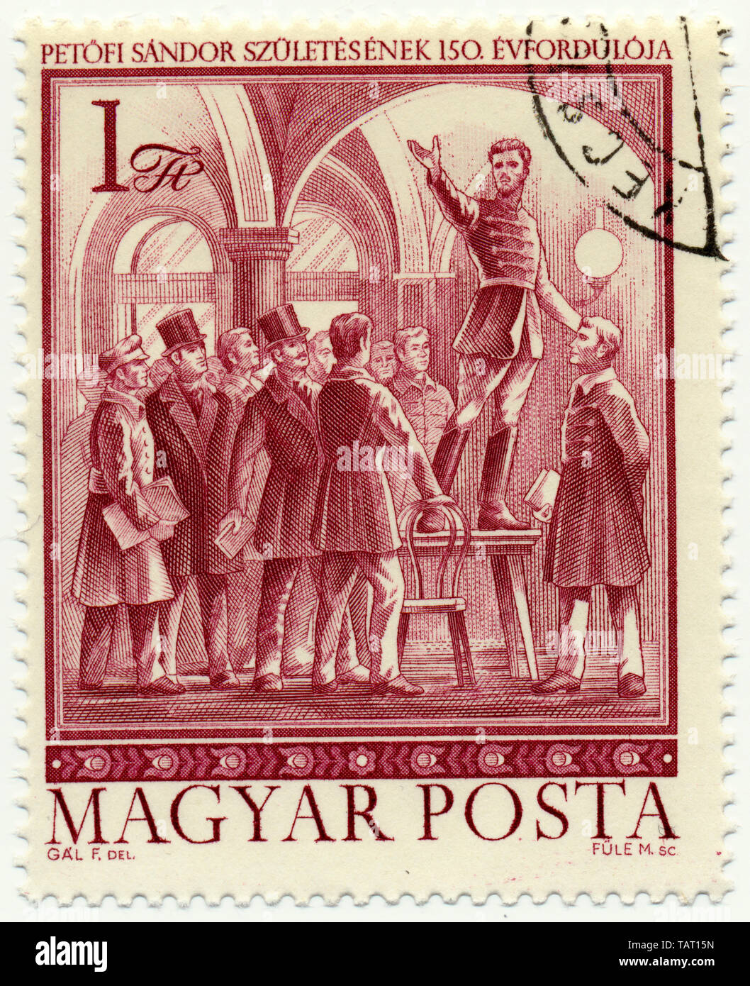 Historic postage stamps from Hungary, the poet and national hero Sandor Petrovic, Historische Briefmarke, der Dichter und Nationalheld Petrovic Sandor, 1975, Ungarn, Europa Stock Photo