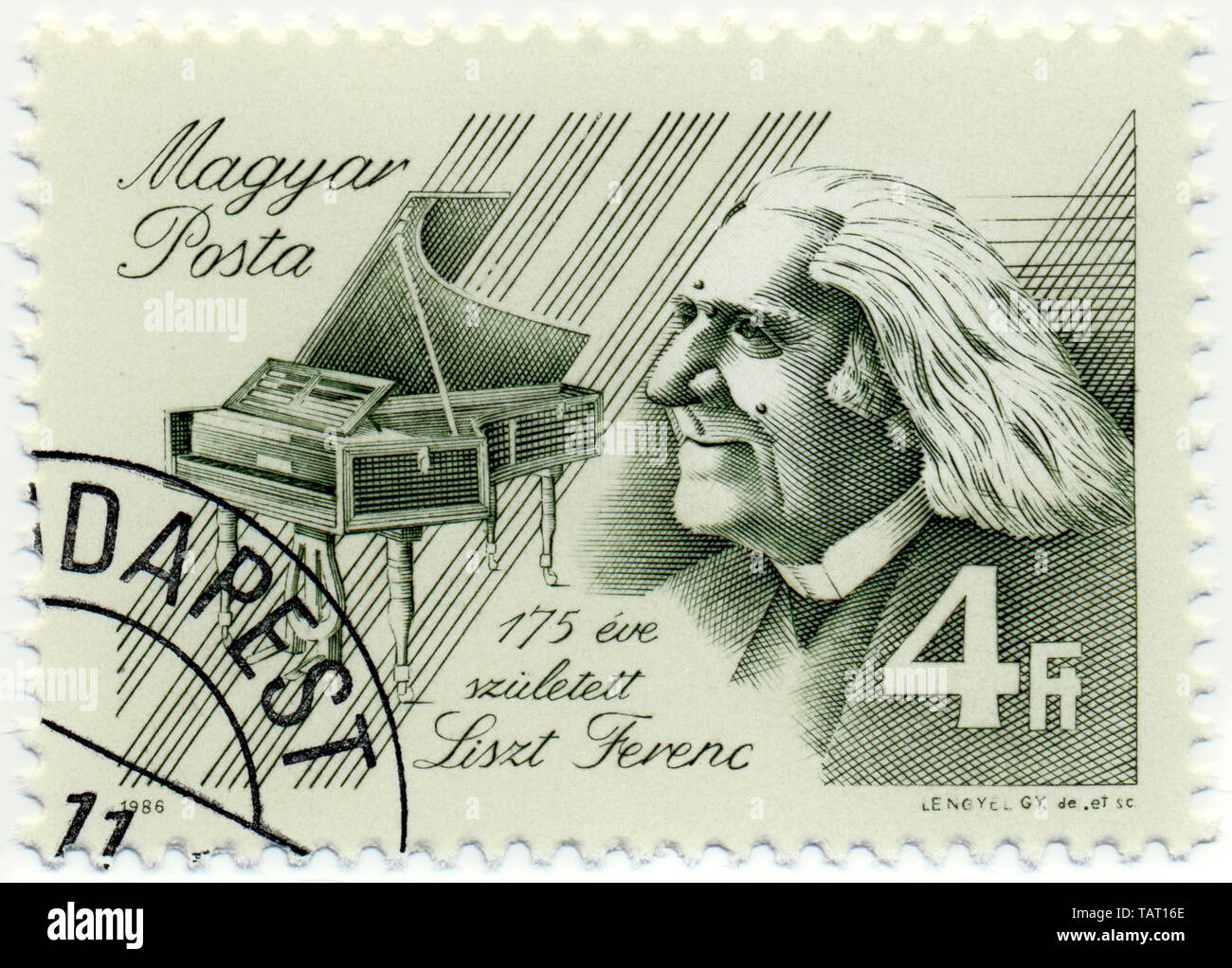 Historic postage stamps from Hungary, Historische Briefmarke, Franz Liszt, 1986, Ungarn, Europa Stock Photo