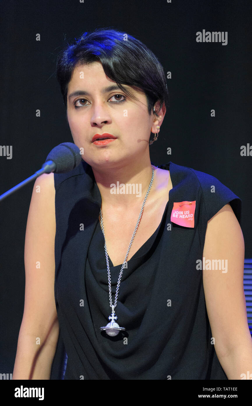 Shami Chakrabarti, Director of Liberty at the Cheltenham Literature Festival, October 11, 2014. Stock Photo