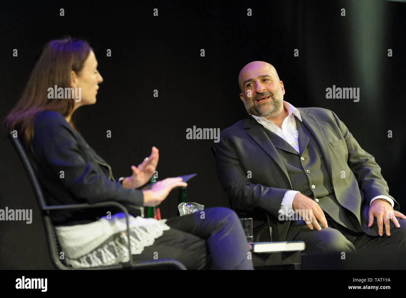 British-Iranian stand-up comedian, actor, television producer and writer Omid Djalili at the Cheltenham Literature Festival, October 9, 2014 Stock Photo