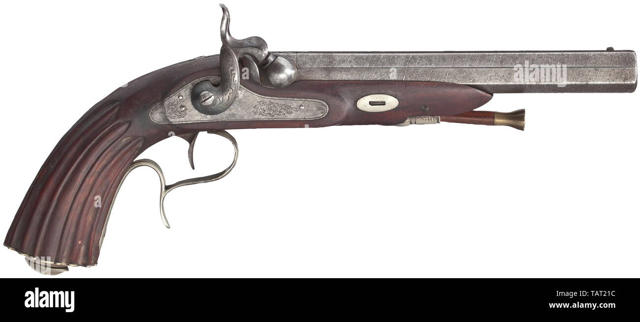 Small arms, pistols, caplock pistol, caliber 17 mm, Liege, Belgium, circa 1840, Additional-Rights-Clearance-Info-Not-Available Stock Photo