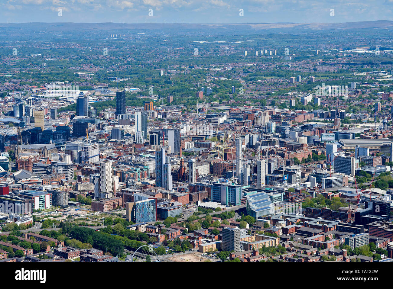An aerial view of Manchester City Centre, North West England, UK Stock Photo