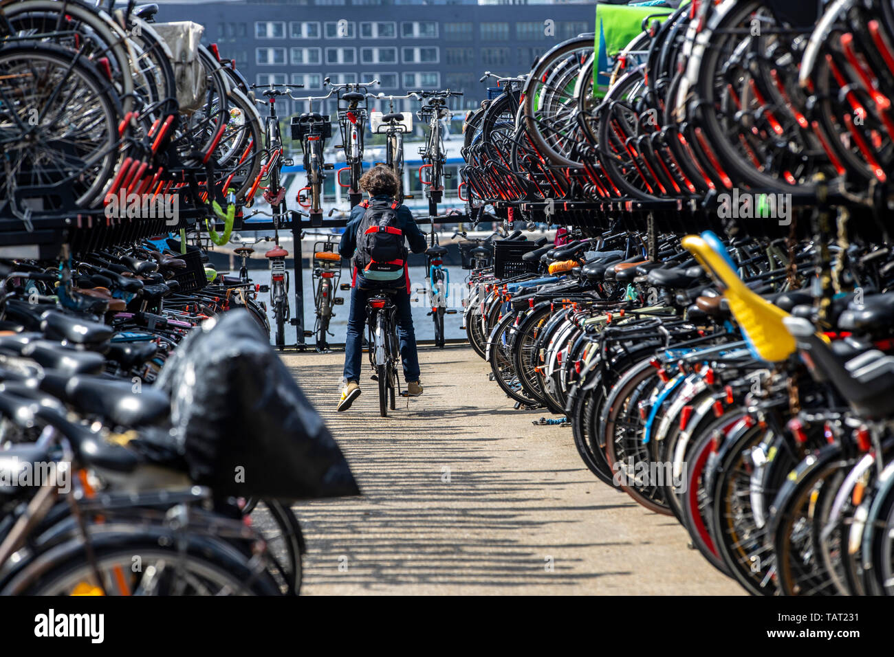 Amsterdam, Netherlands, bicycle parking garage, parking space for bikes